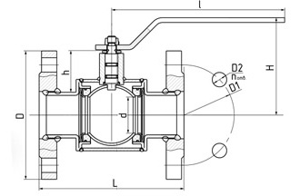 Кран шаровой стальной LD стандартнопроходной СХЕМА (фланцевое присоединение)